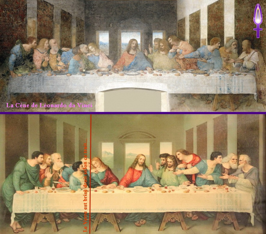 Episode No 109 : Ci-dessous, le tableau de la Cène peint par Léonado da Vinci et ci-dessus, la réplique trouvée dans un bazar caritatif de Genève...