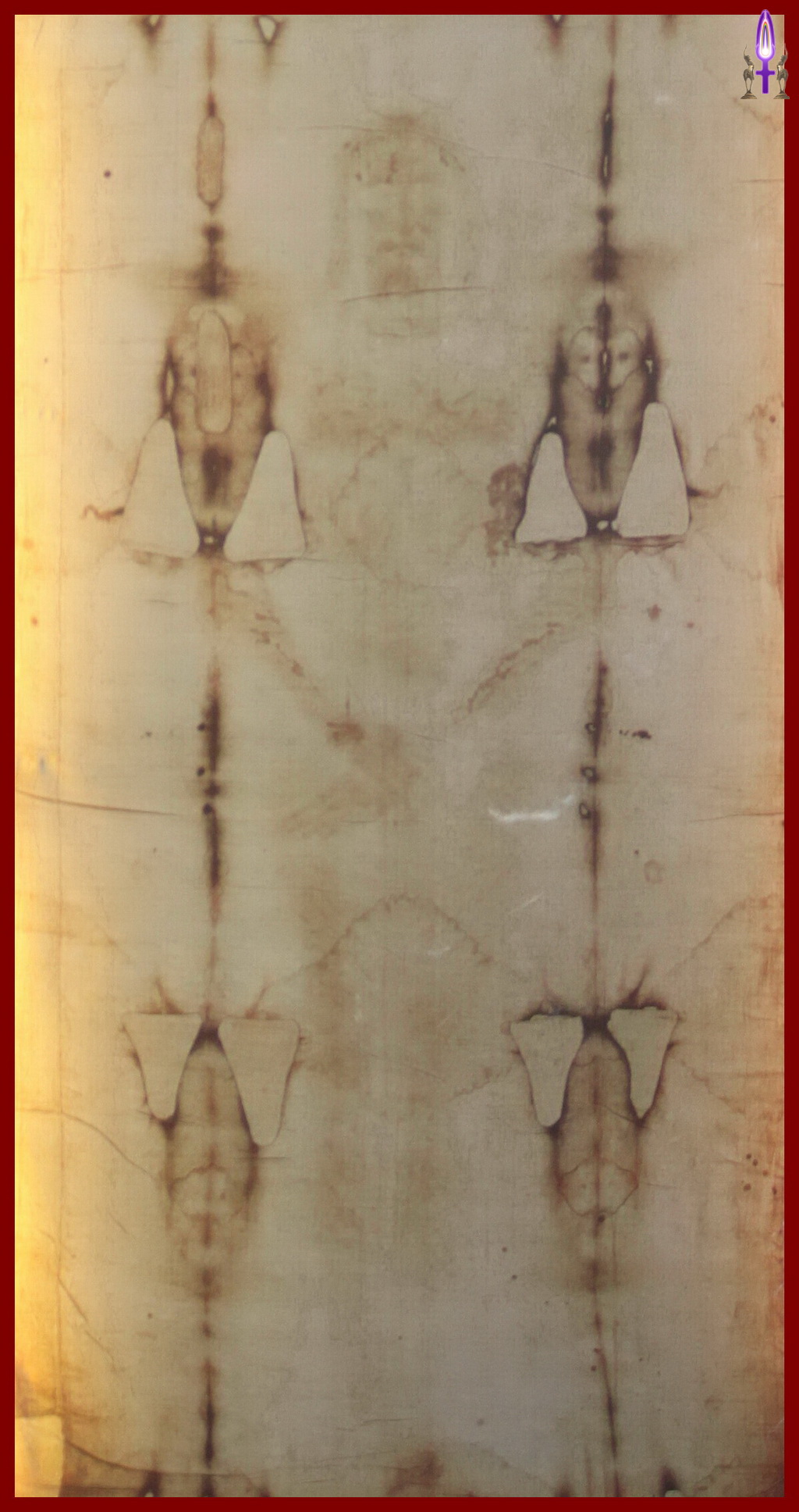 Photo No 1 du Saint-Suaire de Turin, côté Face du linceul supposé être celui du Christ...