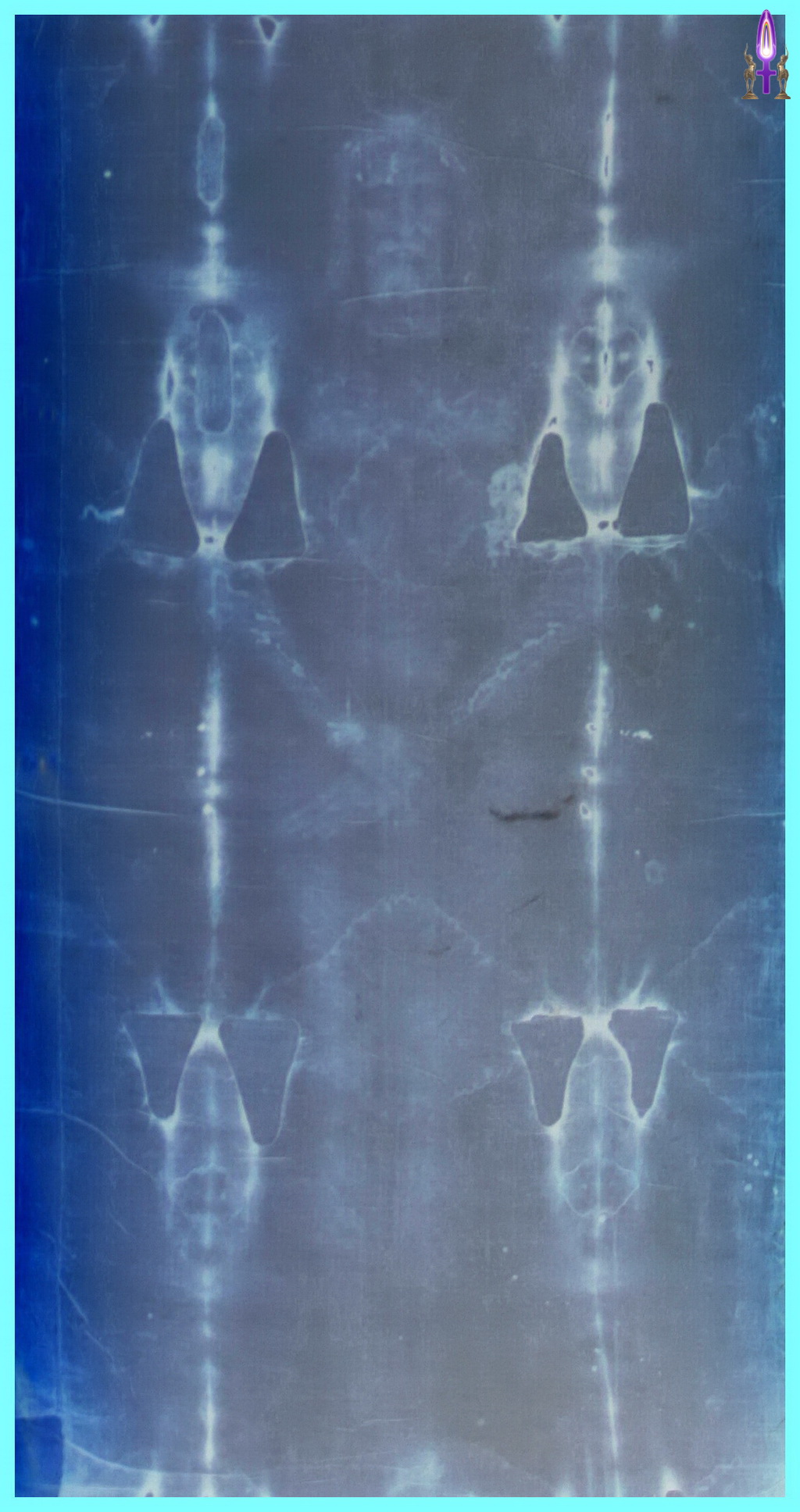 Photo No 2 du Saint-Suaire de Turin, côté Face en négatif du linceul supposé être celui du Christ...